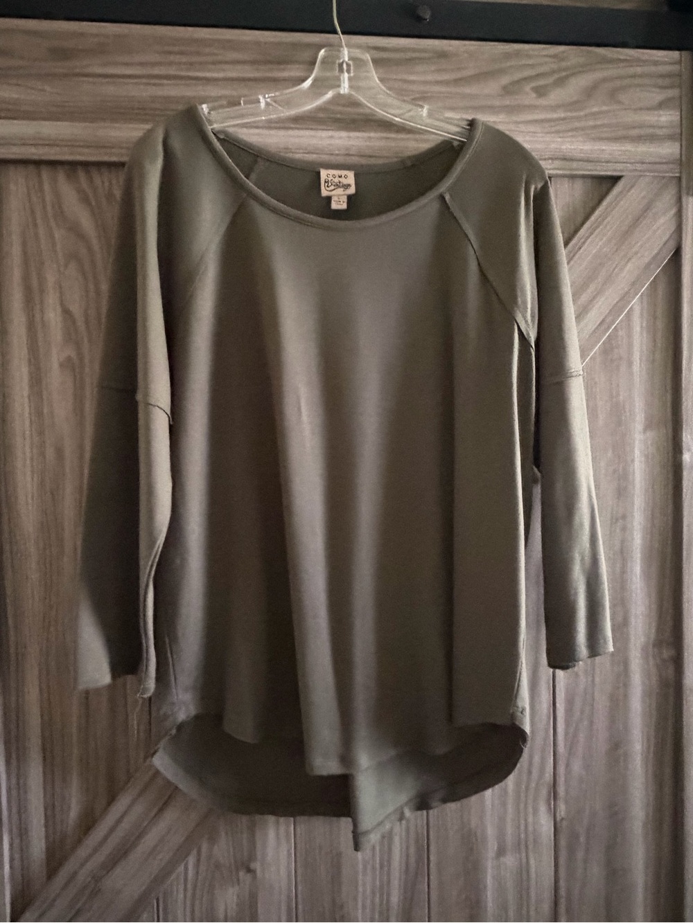 Como Vintage Olive Green Relaxed Scoop Neck Sweatshirt